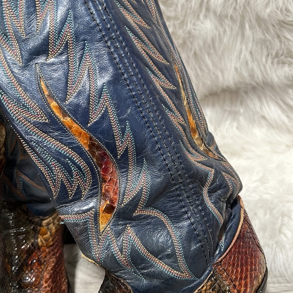 VINTAGE DAN POST  RAINBOW  PYTHON SNAKESKIN EXOTIC RARE WESTERN BOOT 6.5 M - Picture 5 of 16